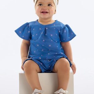 Conjunto Blusa e Short Cerejas Bebê Azul