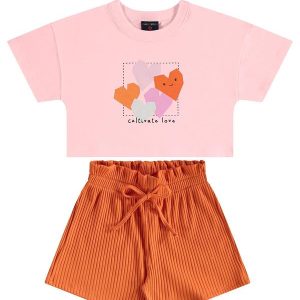 Conjunto Blusa e Short Infantil Rosa