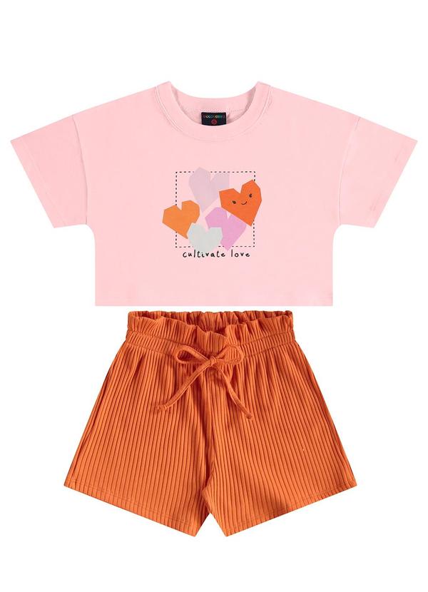 Conjunto Blusa e Short Infantil Rosa