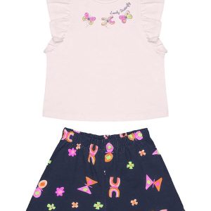 Conjunto Blusa e Short em Cotton Rosa