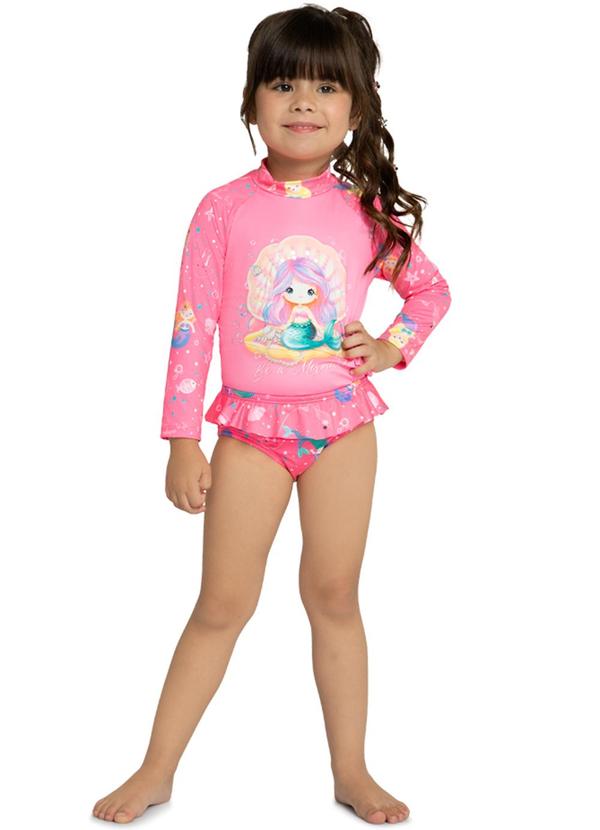 Conjunto Blusa e Tanga Proteção Uv Rosa