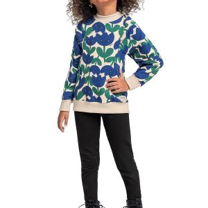 Conjunto Blusão Floral e Calça Azul