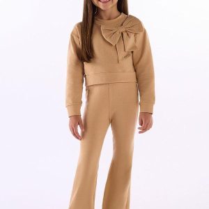 Conjunto Blusão Laço e Calça Flare Marrom