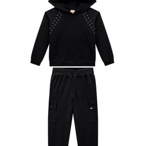 Conjunto Blusão e Calça em Molecotton Preto
