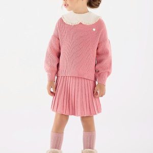 Conjunto Blusão e Saia em Tricot Rosa