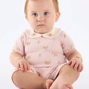 Conjunto Body Short Bebê Menina Rosa