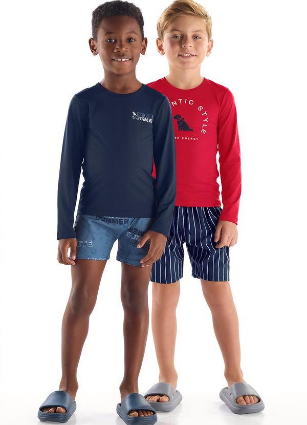 Conjunto Camiseta Uv e Sunga Boxer Quimby Azul