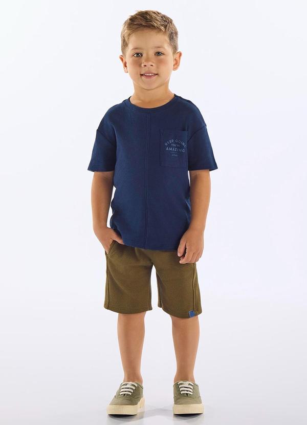Conjunto Camiseta e Bermuda Infantil Azul