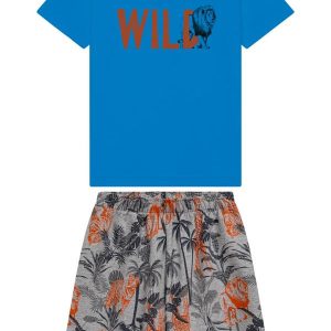 Conjunto Camiseta e Bermuda Infantil Azul
