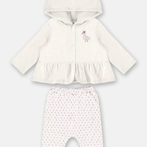 Conjunto Cardigan e Calça Bebê Bege