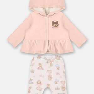 Conjunto Cardigan e Calça Bebê Rosa