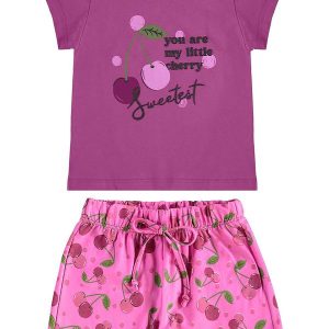Conjunto Cerejinhas Blusa e Short Roxo