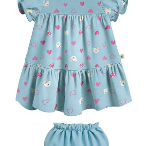 Conjunto Corações em Cotton Azul