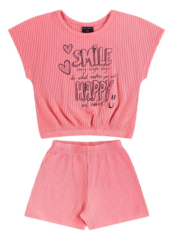 Conjunto Cropped e Short em Ribana Rosa