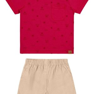 Conjunto Curto Infantil Menino Sol Vermelho