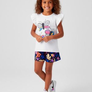 Conjunto Feminino Borboletas Creme