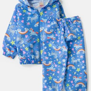 Conjunto Feminino Corta Vento Arco Íris Azul