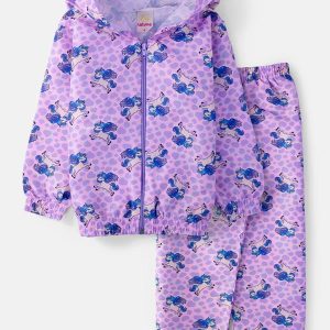 Conjunto Feminino Corta Vento Unicórnios Rosa