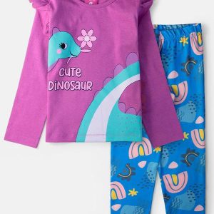 Conjunto Feminino Cute Dinosaur Orquídea