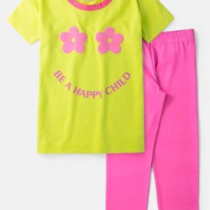 Conjunto Feminino Happy Child Amarelo Lima