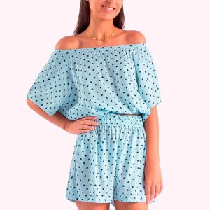 Conjunto Infantil Bata e Shorts Azul