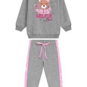 Conjunto Infantil Blusa Calça Moletom Cinza