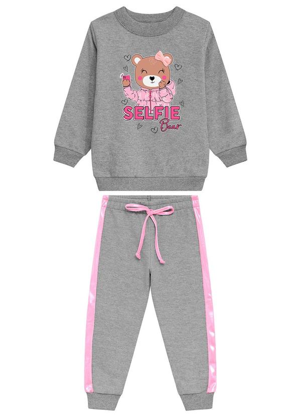Conjunto Infantil Blusa Calça Moletom Cinza