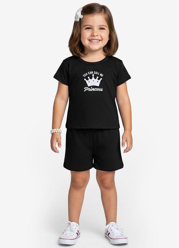 Conjunto Infantil Blusa com Shorts Preto