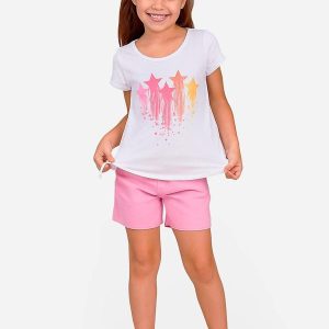 Conjunto Infantil Blusa com Shorts Rosa