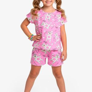 Conjunto Infantil Blusa com Shorts Rosa