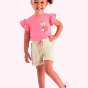 Conjunto Infantil Blusa e Short Menina Rosa