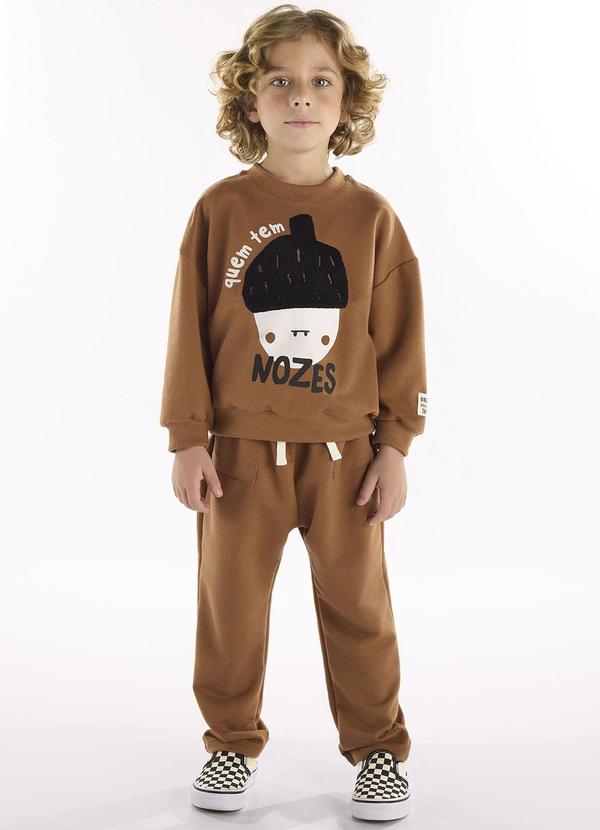 Conjunto Infantil Blusão e Calça Marrom