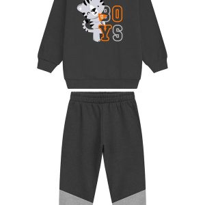 Conjunto Infantil Blusão e Calça Moletom Cinza