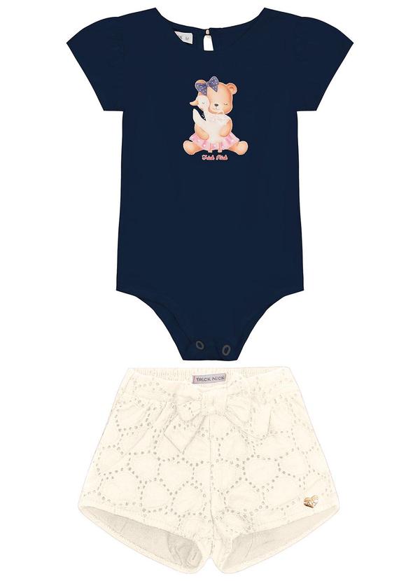 Conjunto Infantil Body com Shorts Azul