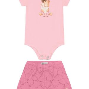 Conjunto Infantil Body com Shorts Rosa