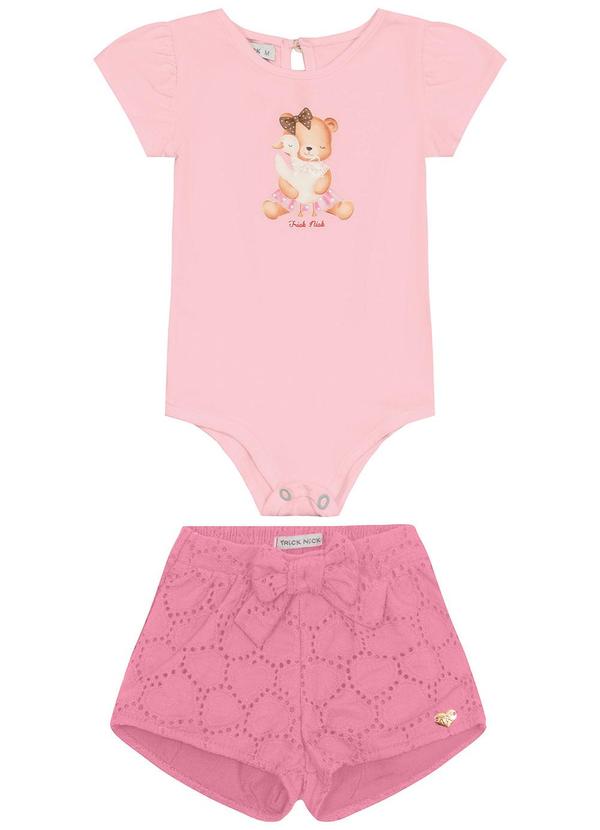 Conjunto Infantil Body com Shorts Rosa