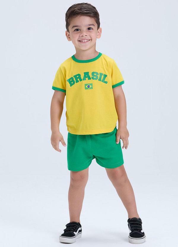 Conjunto Infantil Brasil Copa Verão Amarelo