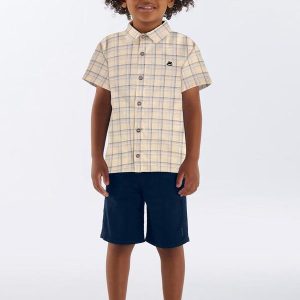 Conjunto Infantil Camisa e Bermuda Bege