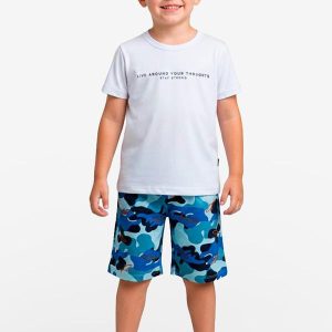 Conjunto Infantil Camiseta e Bermuda Azul