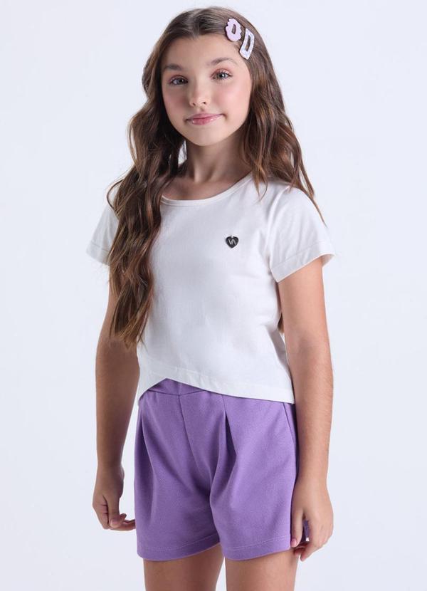 Conjunto Infantil Cropped Transpassado Off White