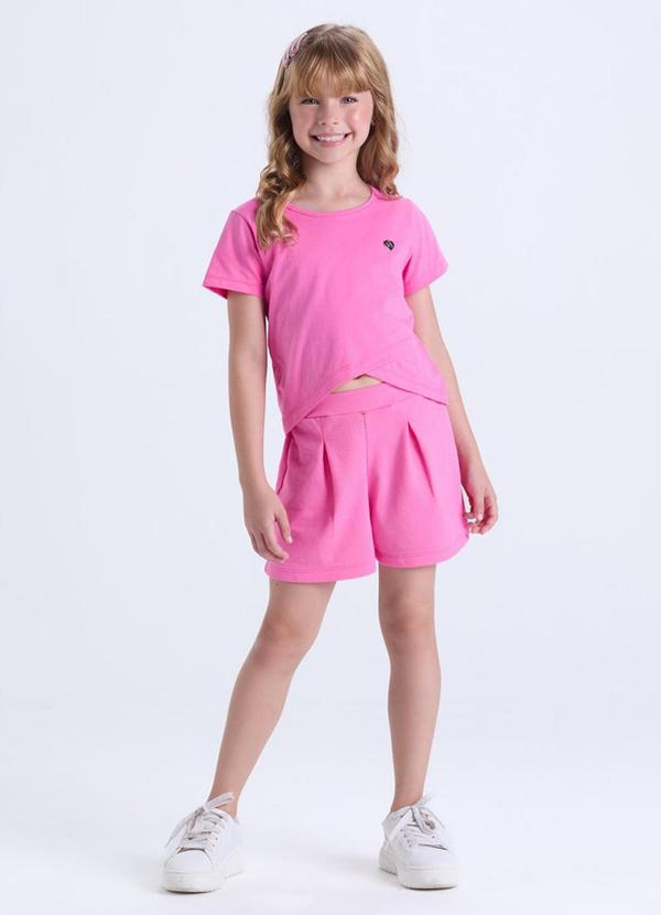 Conjunto Infantil Cropped Transpassado Rosa