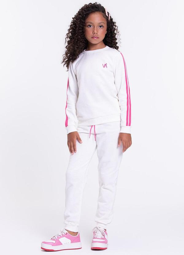 Conjunto Infantil Detalhe Faixas Off White