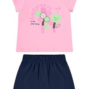 Conjunto Infantil Flor Feliz Rosa