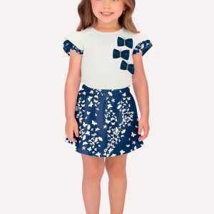 Conjunto Infantil Menina Borboletas Bege