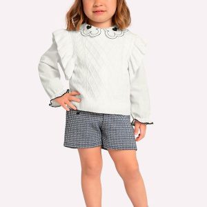 Conjunto Infantil Menina Bordado Off White