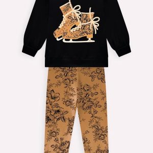Conjunto Infantil Menina Bordado Preto