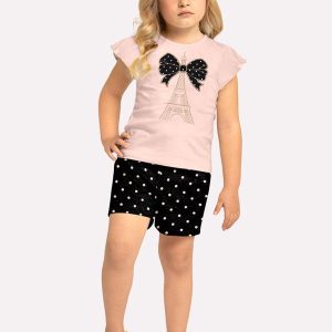 Conjunto Infantil Menina Bordado Rosa