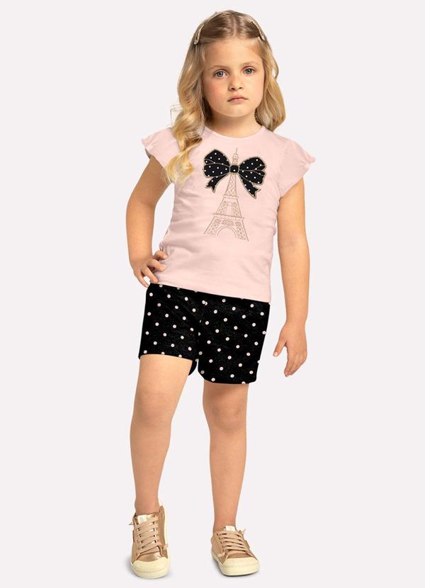 Conjunto Infantil Menina Bordado Rosa