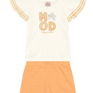 Conjunto Infantil Menina Brilhante Bege