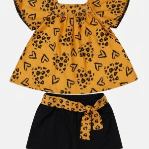 Conjunto Infantil Menina Corações Amarelo